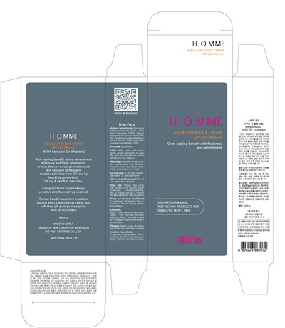 Box Label (Homme Aqua Sun Block Cream Spf50 Plus Pa 2plus (43.5g))